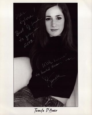 Tamela D'Amico signed 10x8 inch black and white promo photo. Dedicated. Good condition. All 