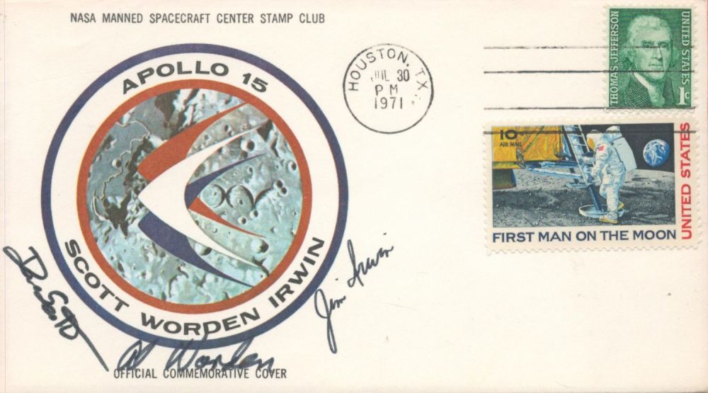 Lot 92: NASA Apollo 15 commemorative FDC signed by crew...