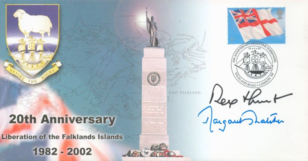 Lot 110: Margaret Thatcher and Rex Hunt signed 20TH Anniversary...
