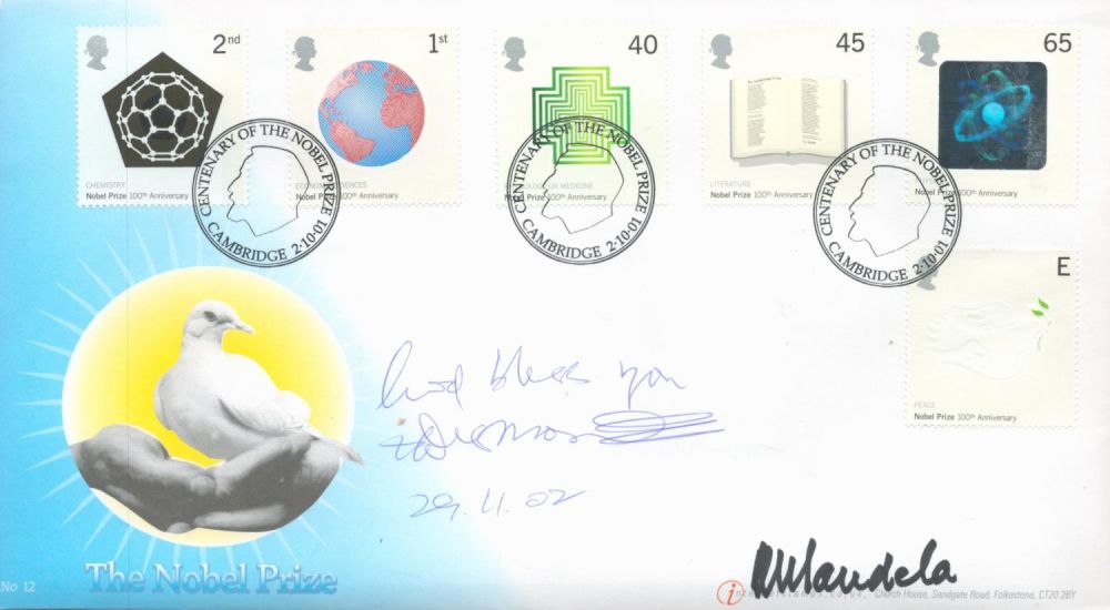 Lot 115: Nelson Mandela and Desmond Tutu signed The Nobel...