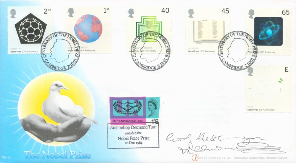 Lot 116: Archbishop Desmond Tutu signed The Nobel Prize commemorative...