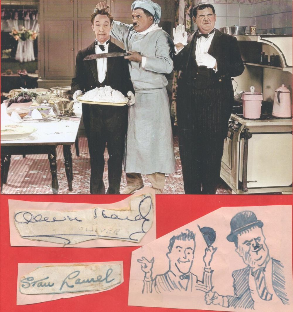 Lot 141: Laurel and Hardy signed album page cuttings and...