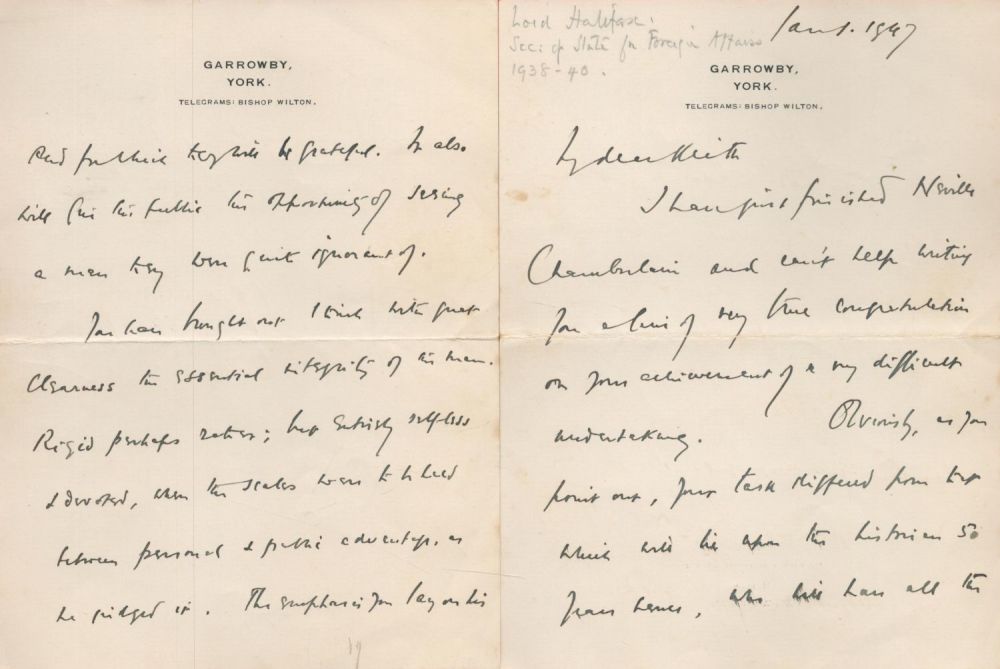 Lot 151: Edward Wood Lord Halifax ALS dated 1947 addressed...