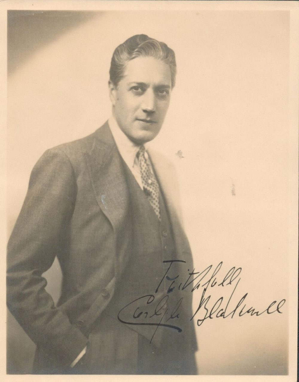Lot 155: Carlyle Blackwell signed 8x6 vintage sepia photo. Good...