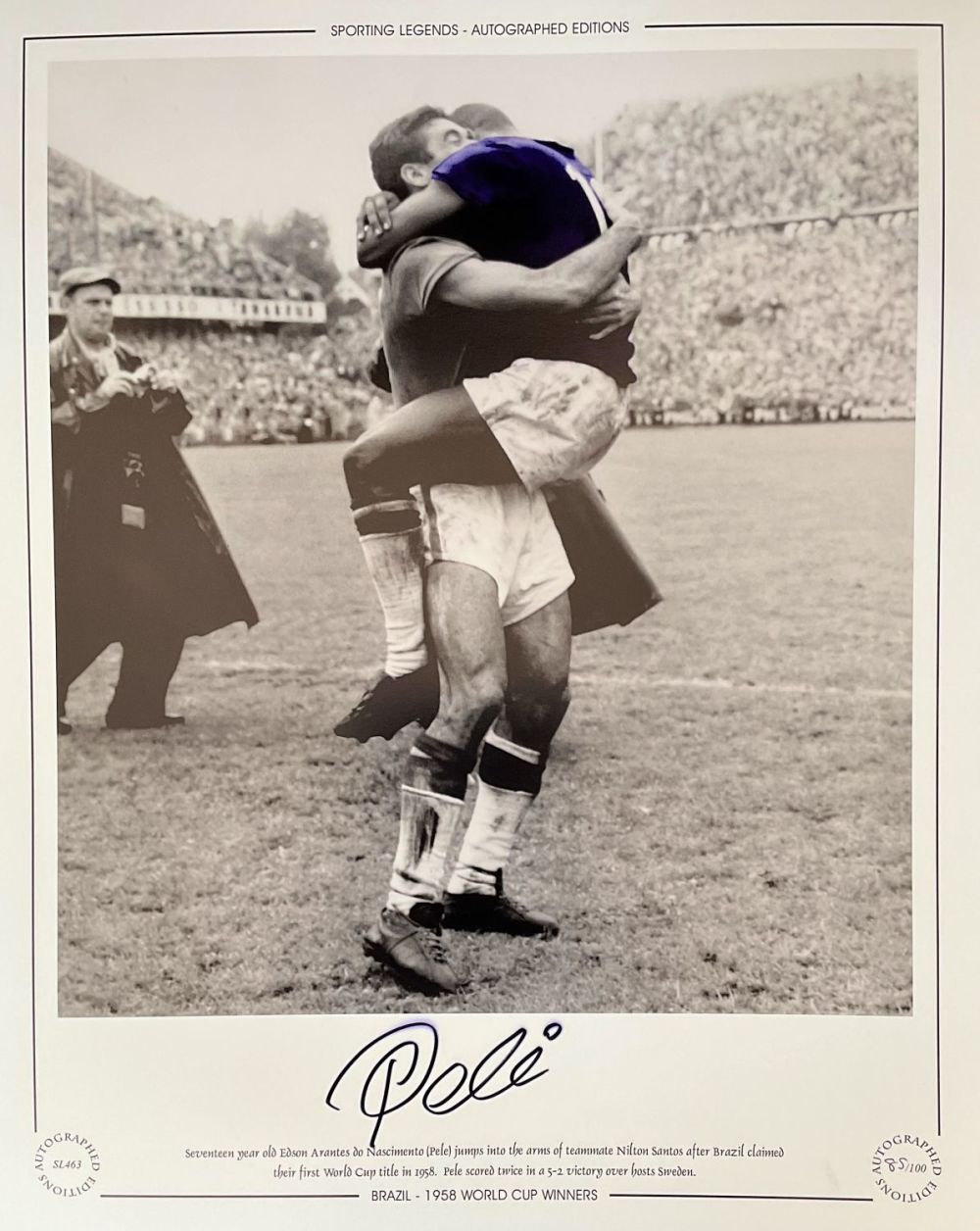 Lot 171: PELE Hand signed 20x16in size. Colourised Print. Limited...