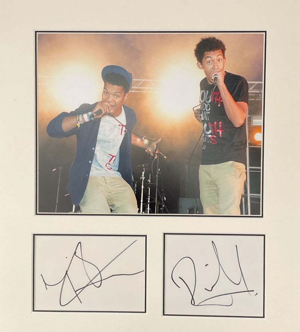 Lot 82: Rizzle Kicks signature piece autograph presentation. Mounted with...