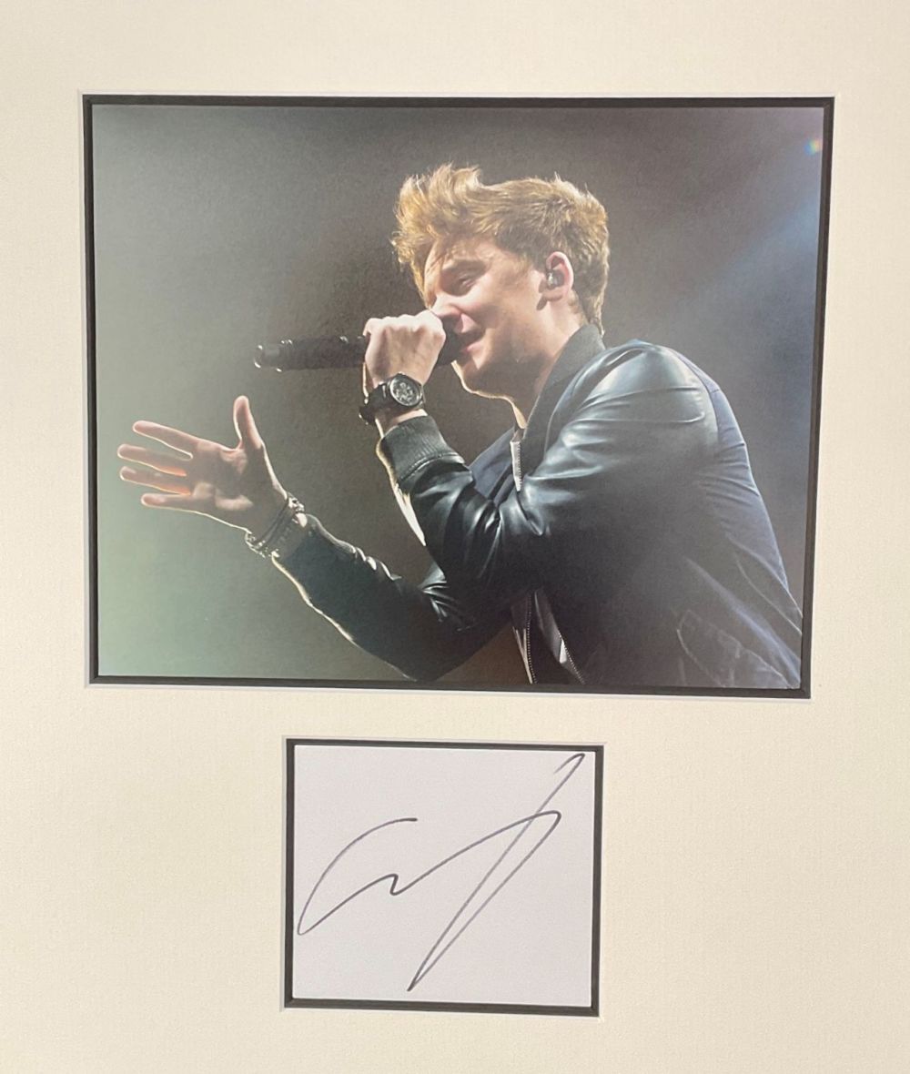 Lot 88: Conor Maynard signature piece autograph presentation. Mounted with...