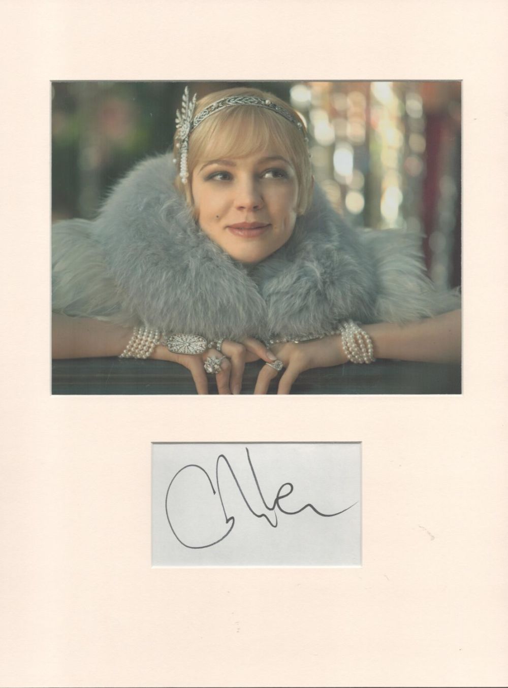 Lot 107: Carey Mulligan signature piece autograph presentation. Mounted with...