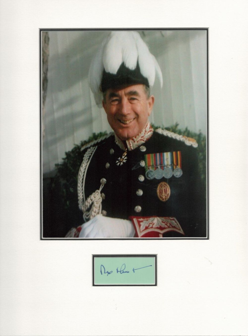 Lot 112: Rex Hunt signature piece autograph presentation. Mounted with...