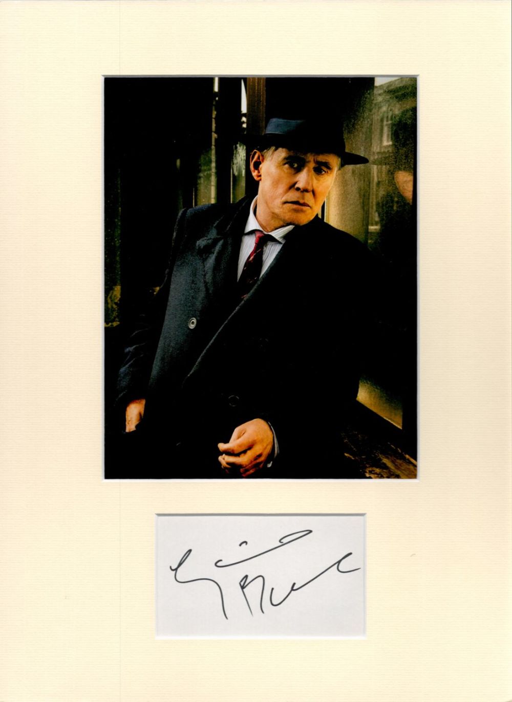 Lot 132: Gabriel Byrne 16x12 overall mounted signature piece. Good...