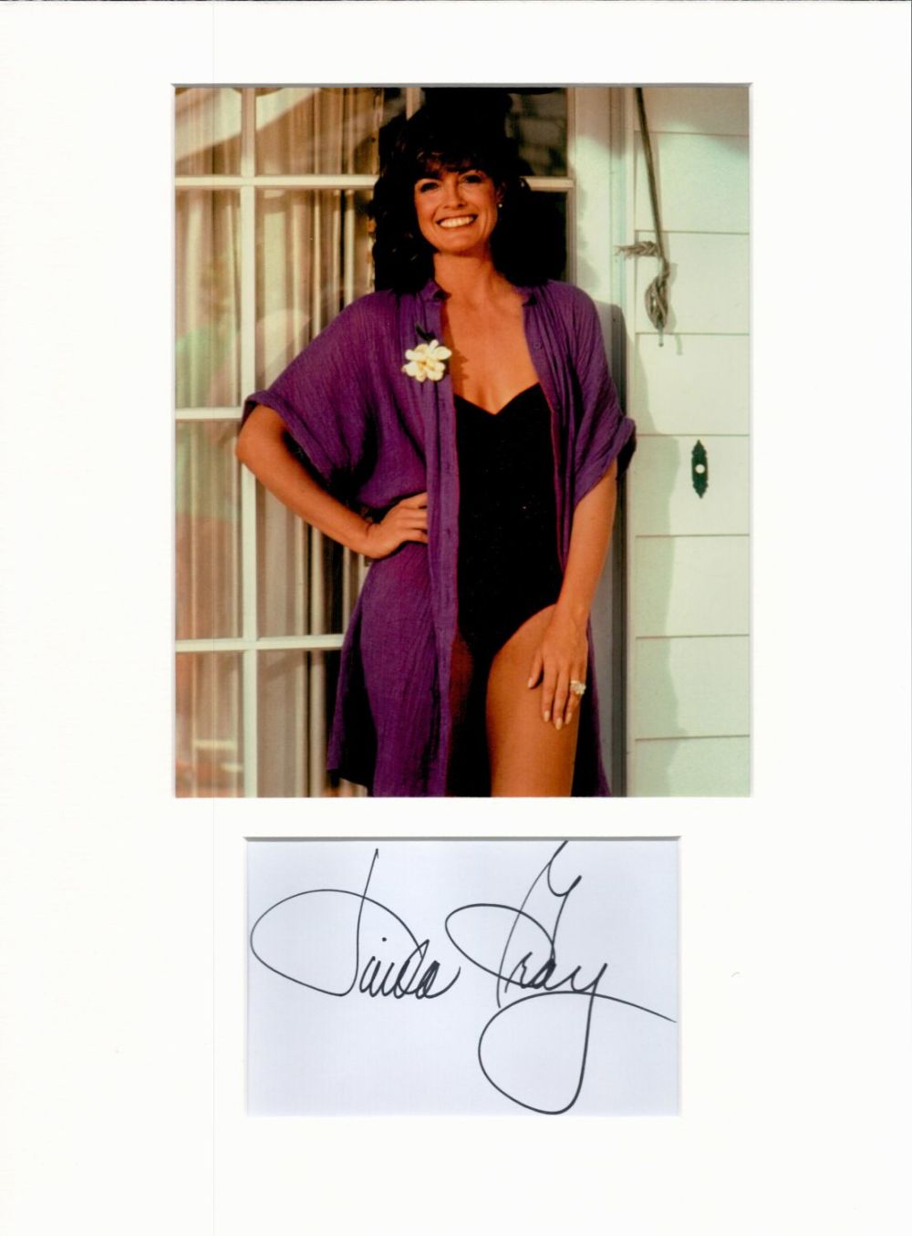 Lot 138: Linda Gray 16x12 overall mounted signature piece. Good...