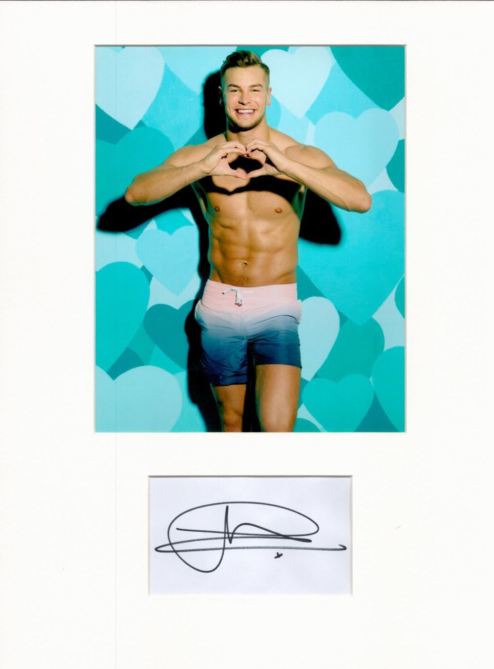 Lot 142: Chris Hughes 16x12 overall Love Island mounted signature...