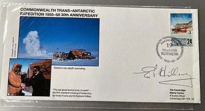 Everest Mountaineer Edmund Hillary Signed FDC Commonwealth Trans-Antarctic Expedition 1955. Sir 