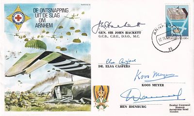 ES33c Battle of Arnhem Signed by Gen J Hackett Plus 3 resistance members. ES33c 17 1X 84 Arnhem 