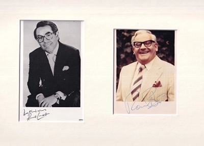 Two Ronnies Ronnie Barker Ronnie Corbett TV comedy legends Signed Photo Display. Signed Photo 