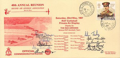 RAF Coltishall Private air display Red Arrows Signed by 9 Red Arrow Pilots RARE. 23 My 87 