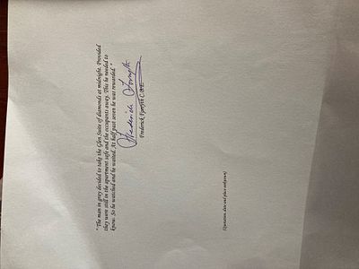 Frederick Forsyth signed quote from The Day of the Jackal A4 autographed blue coloured page. 