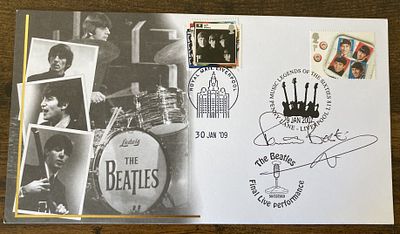 The Beatles Ex Drummer 1960/62 Pete Best signed Internetstamps official 2003 FDC. Final Live 
