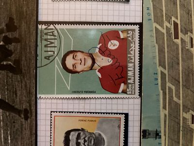 Football Legend Eusebio signed Benfica stamp Presentation page 1962 Euro Final Benfica v Real 