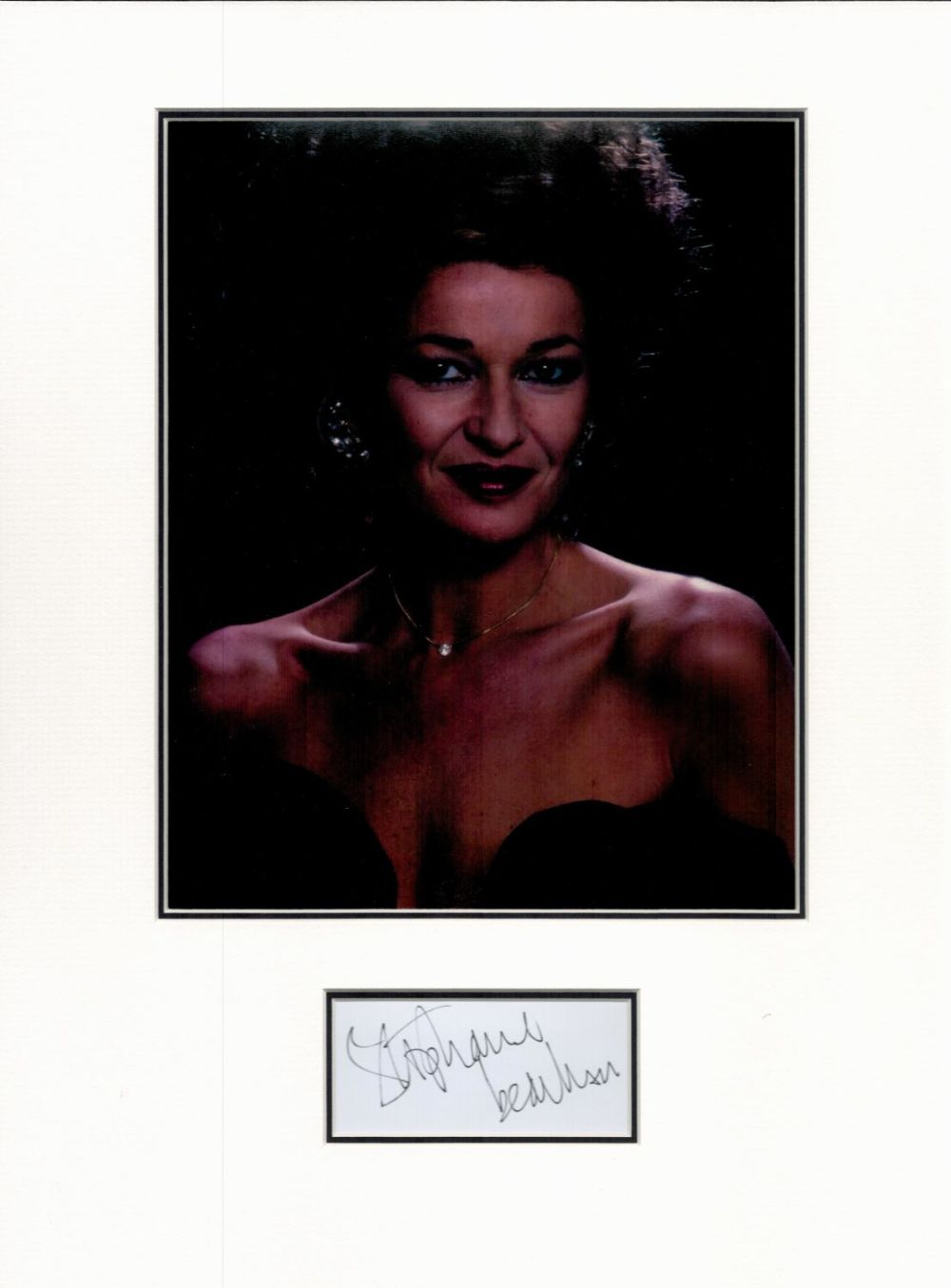 Lot 158: Stephanie Beacham 16x12 overall mounted signature piece. Good...