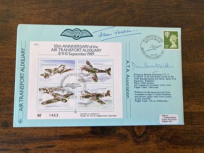 WW2 ATA 1st Woman to Break Sound Barrier Diana Banato Walker signed RAF cover. 1989 50th ann 