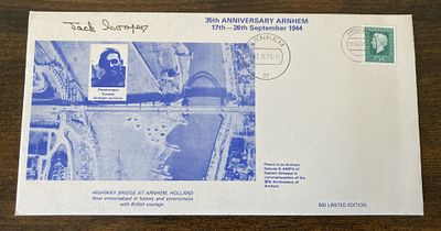 WW2 RARE Arnhem veteran Jack Cooper signed Operation Market Garden Cover. 1979, 35th ann cover 