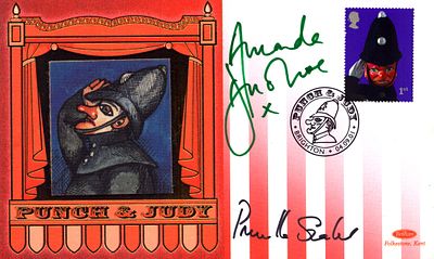 Amanda Donohoe & Prunella Scales signed Punch and Judy FDC.