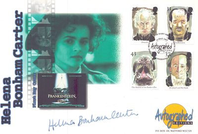 Helena Bonham Carter signed Marry Shelly's Frankenstein FDC.