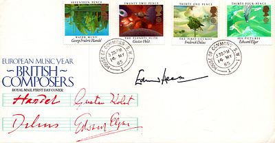 Edward Heath signed European Music Year British Composers FDC May 1985.