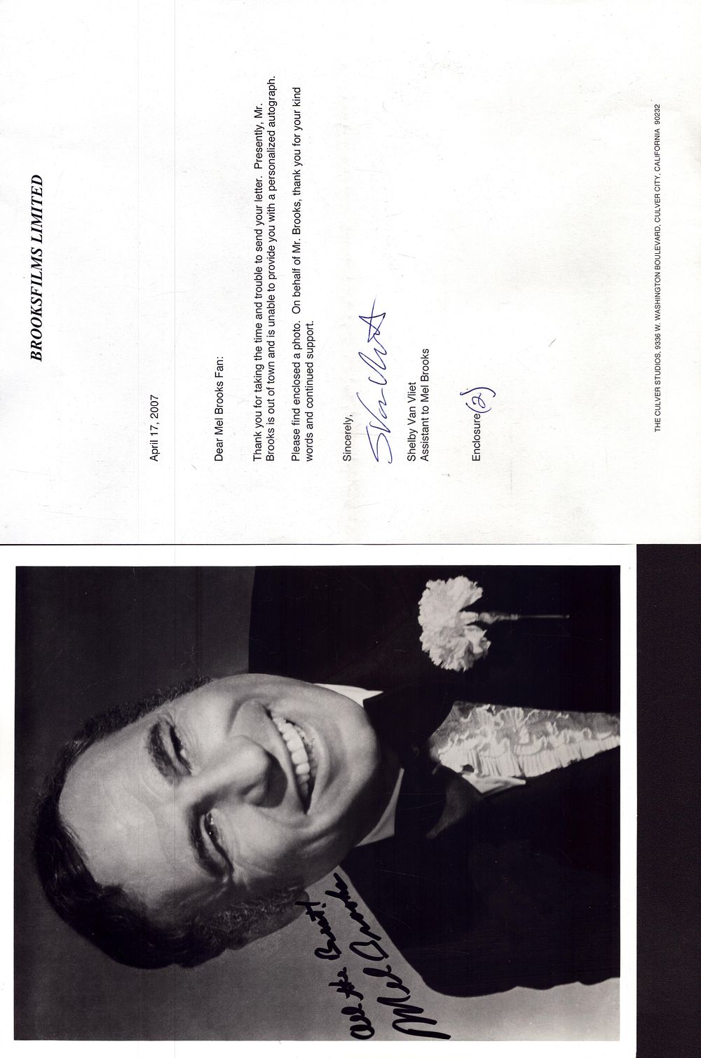 Lot 224: Mel Brooks signed Black and white photo, 10x8,...