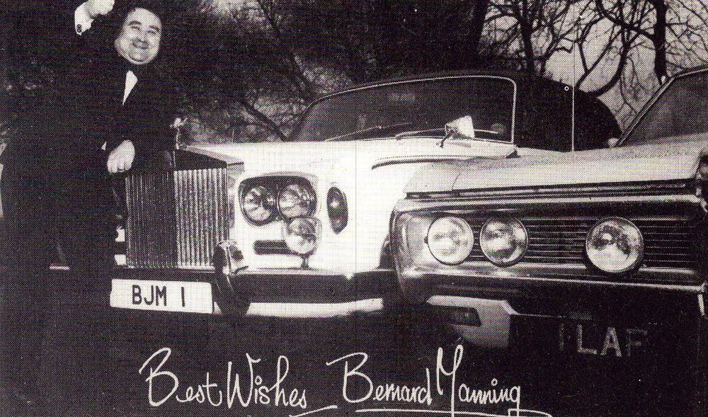 Lot 226: Bernard Manning signed black and white photo, Printed,...
