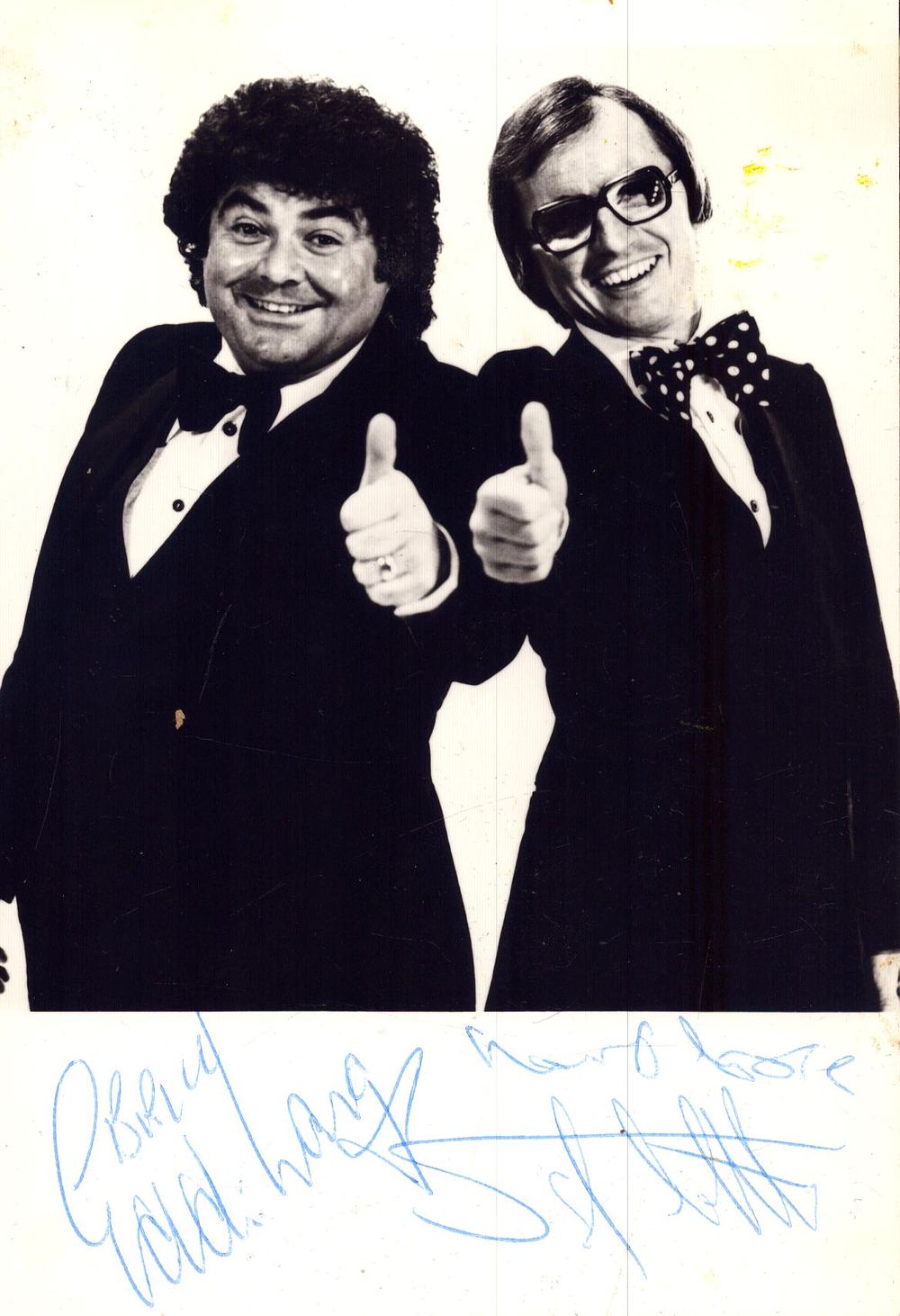 Lot 232: Syd Little and Eddie Large signed black and...