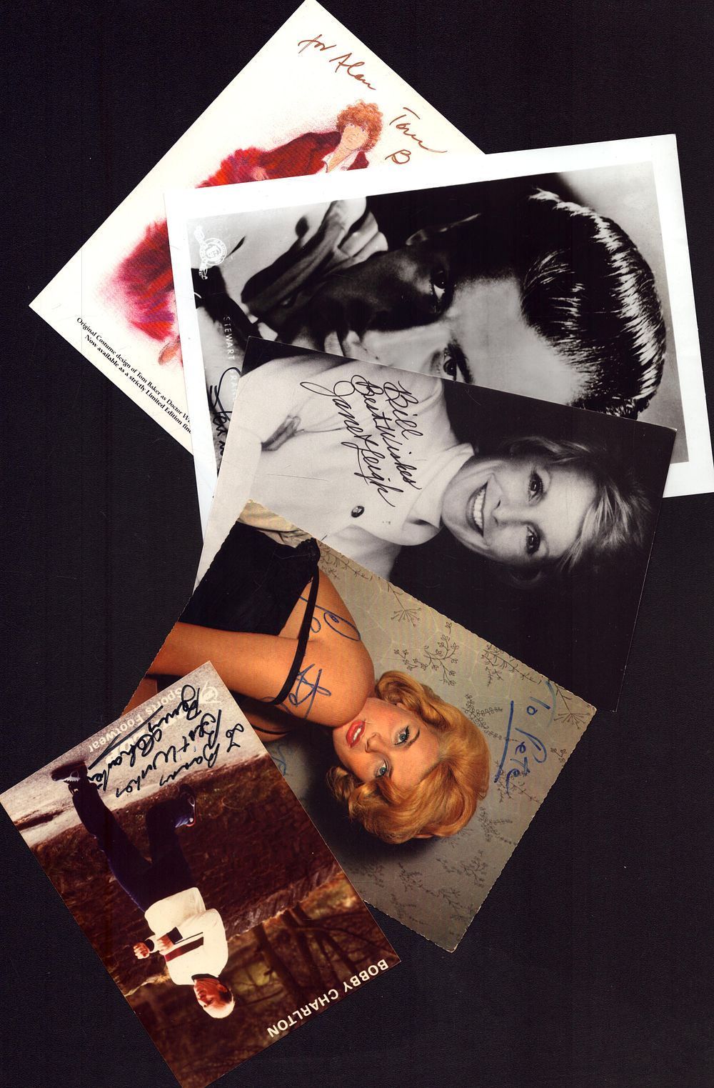 Lot 242: Entertainment collection signed, including Bobby Charlton, Stweart Granger...