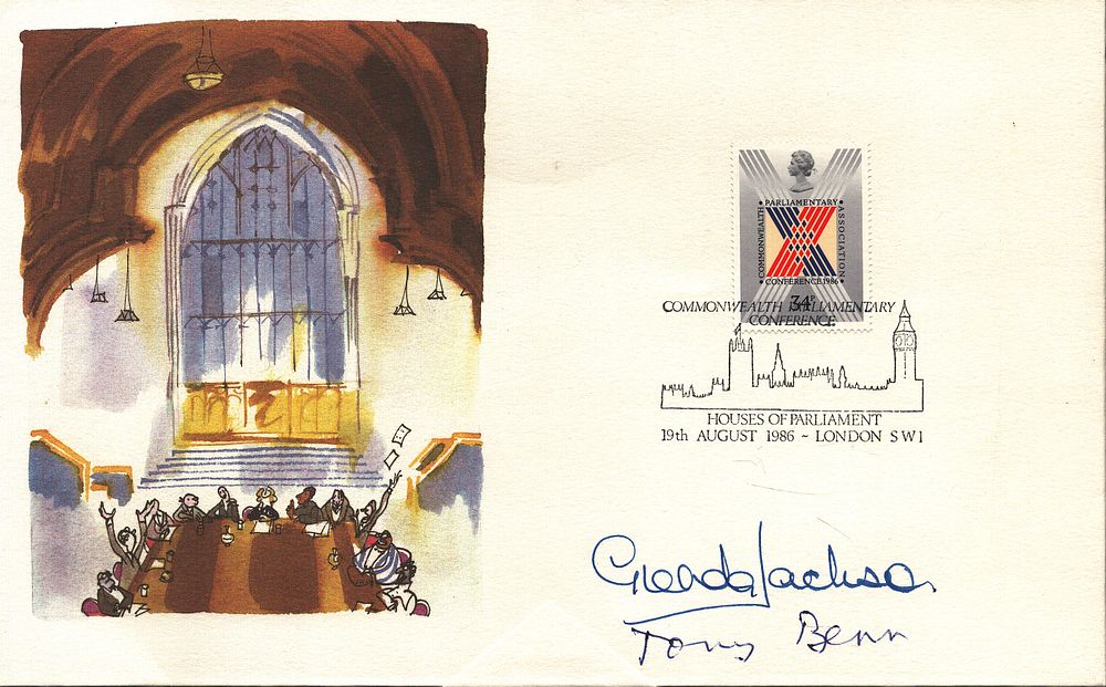 Lot 378: Glenda Jackson & Tony Benn signed FDC Single...