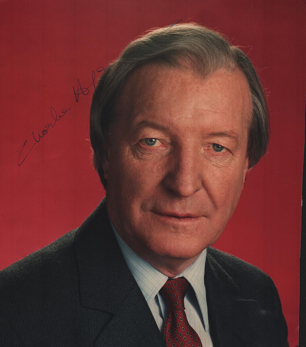 Lot 379: Charles Haughey signed 8x7 inch colour photo.