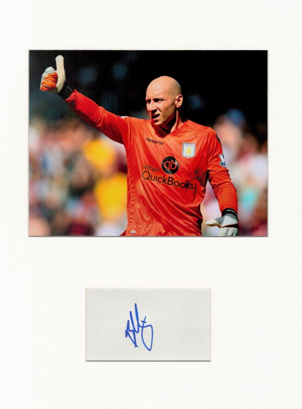Lot 266: Football Brad Guzan 16x12 overall Aston Villa mounted...