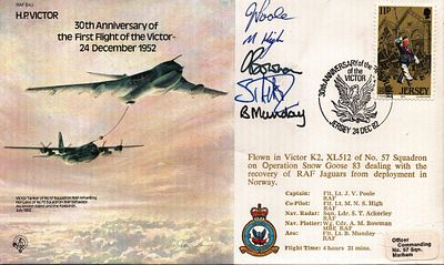 J. V. Poole Flt. Lt. Captain, M. N. S. High Flt. Lt. Co-Pilot, A. M. Bowman MBE Nav.Wg. Cdr 