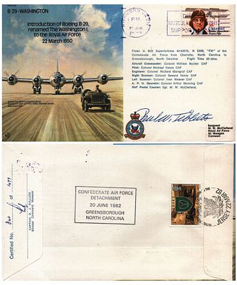 Paul W.Tibbets signed FDC RAF B39 B-29-Washington Introduction of Boeing B-29 renamed The 