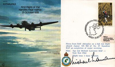 Michael Lawrence signed FDC RAF B31 H.P. Halifax First Flight of the Handley Page Halifax 25 