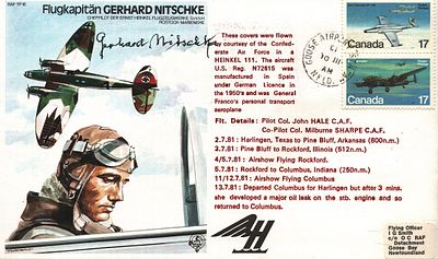 Gerhard Nitschke signed FDC RAF TP16 Flugkapit&auml;n Gerhard Nitschke Double stamps plus Single 