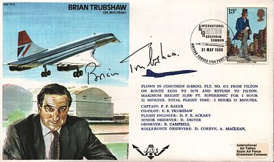 Brian Trubshaw, CBE. MVO. FRAes signed FDC RAF TP12 Single Stamp plus Single post marked 31 May 