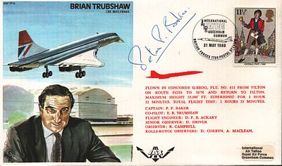Peter P. Baker signed FDC RAF TP12 Brian Trubshaw CBE. MVO. FRAes Single Stamp plus Single post 