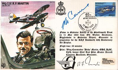 R.F. Martin OBE. DFC. AFC & J Carne V C holder multi signed FDC RAF TP11 Single Stamp plus 
