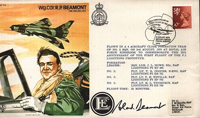 Ronald P. Beamont Wg. Cdr. CBE. DSO. DFC. AFC signed FDC Single Stamp plus Single post marked 4 