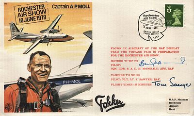 B.A.D.M McDonald, Pilot: sqn ldr AFC & Tom Sawyer Pilot: Flt. Lt. multi signed FDC TP5 Captain 