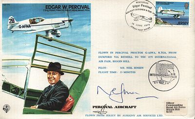 Neil Jensen signed FDC RAF TP2 Edgar W.Percival Single Stamp plus Single post marked 10 June 1979.