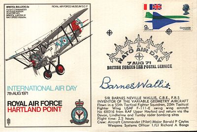 Sir Barnes Neville Wallis, CBE, F.R.S signed FDC SC17 International Air Day 7th Aug 1971. Royal 