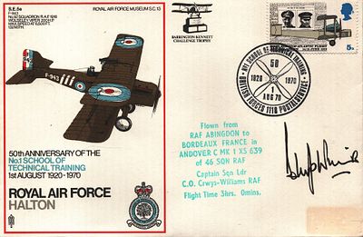 C.O. Crwys-Williams cpt sqn ldr signed FDC SC13 50th Anniversary of The No.1 School of 