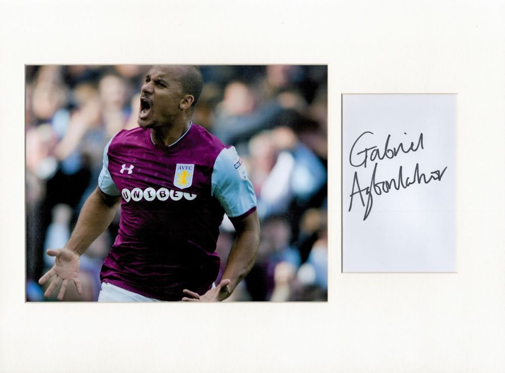 Lot 271: Football Gabriel Agbonlahor 16x12 overall Aston Villa mounted...