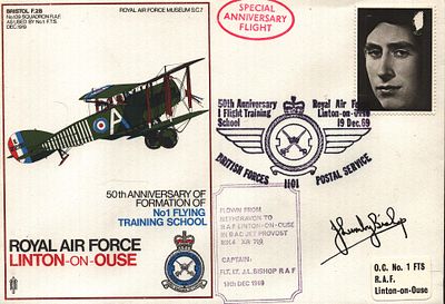 J.L. Bishop Flt. Lt signed FDC SC7 50th Anniversary of Formation of No 1 Flying Training 